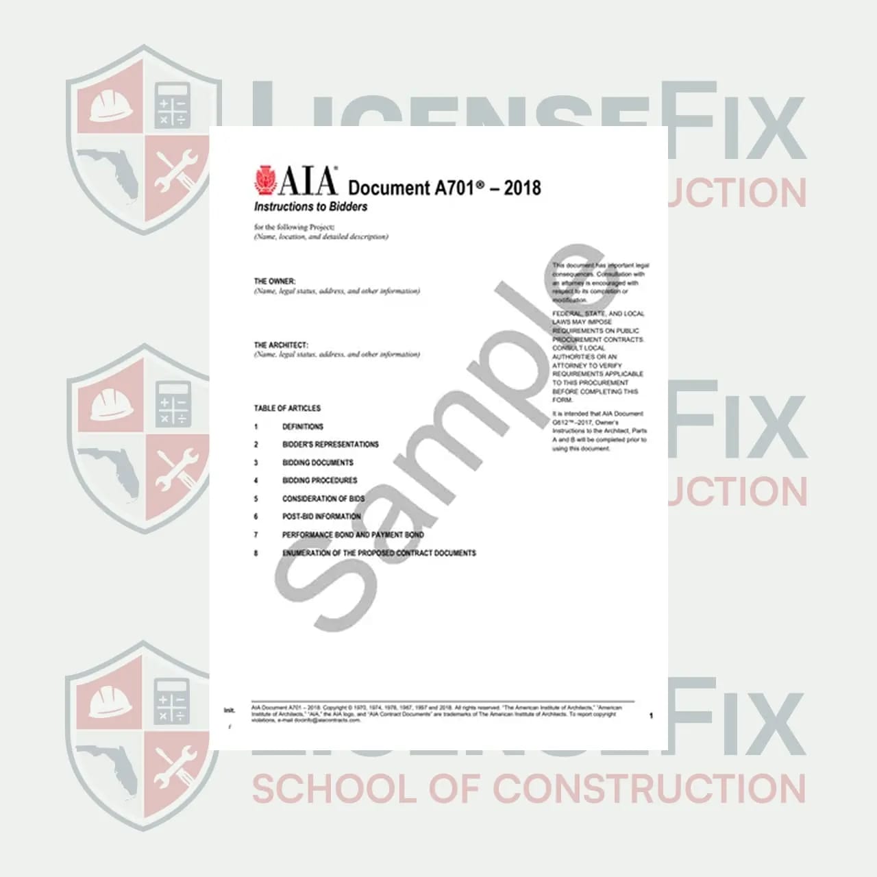 AIA Document A701 - 2018