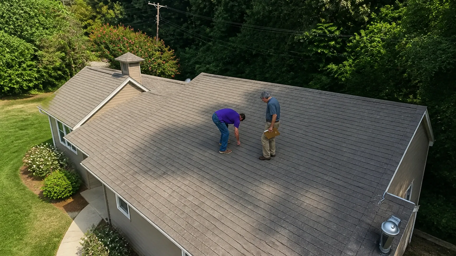 Roof insurance adjuster Polk County inspecting hail damage on residential home