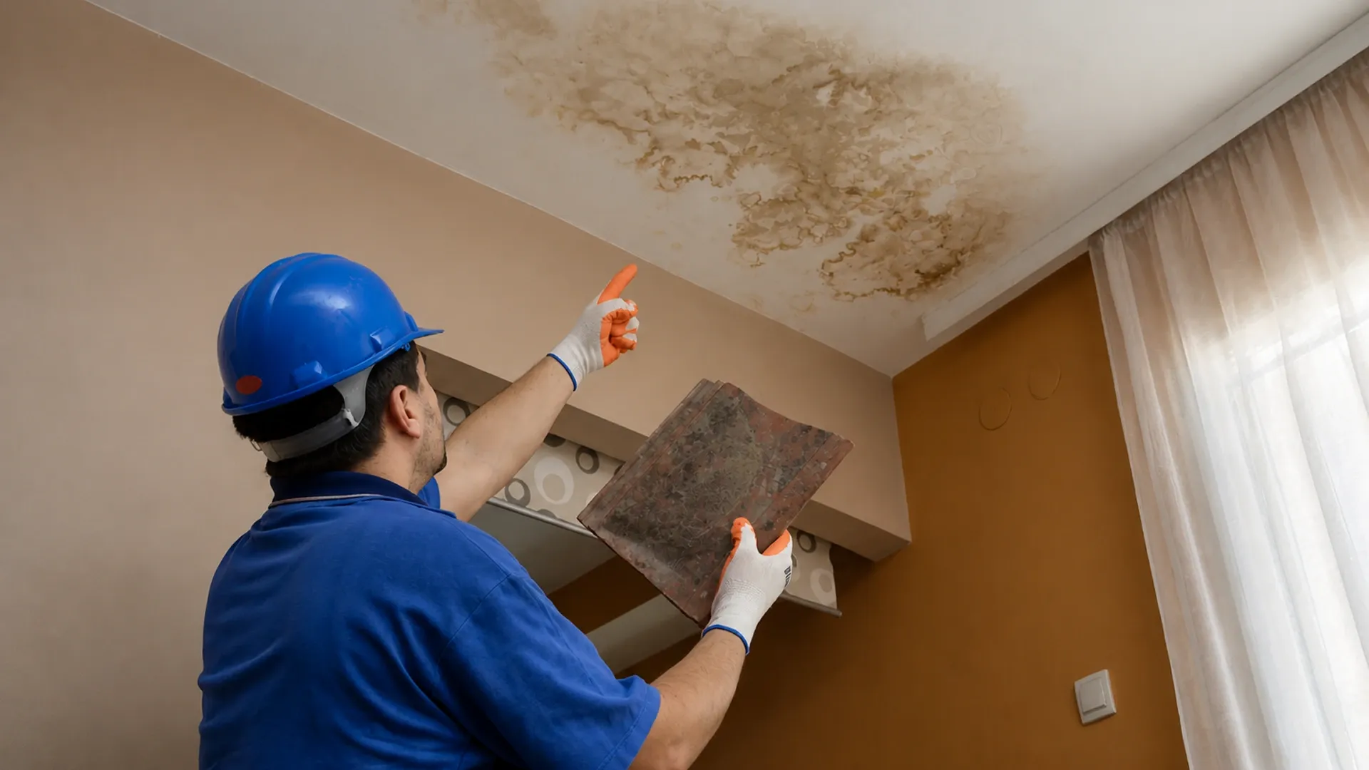 Ceiling water stains on residential ceiling in Tampa Bay home